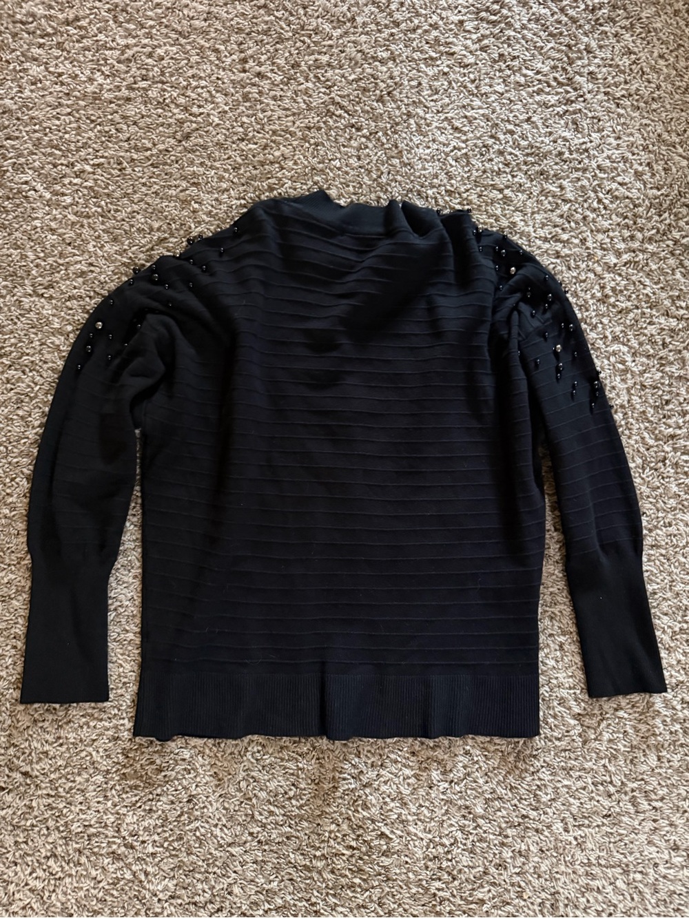 Women's Black Beaded Turtleneck Sweater